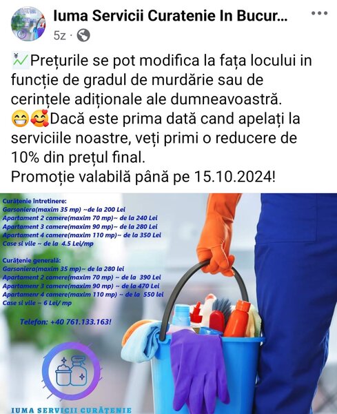 Iuma Servicii curatenie Bucuresti-Ilfov, Dambovita, Giurgiu